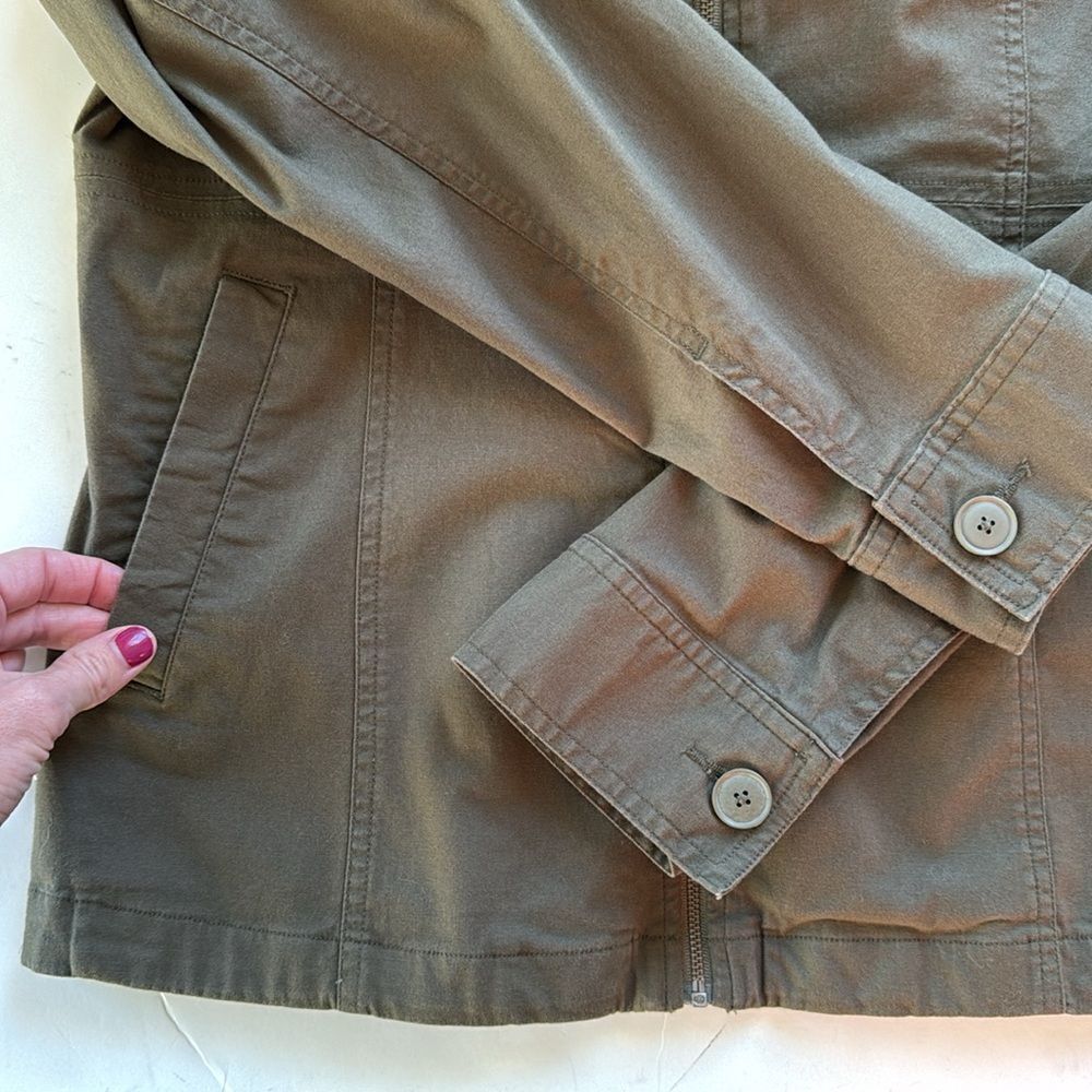 PrAna Mayve Army Green Military Style Full Zip Cotton Utility Jacket Size L - Picture 9 of 16